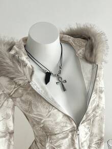 Elamini Women's Gray Patchwork Fur Collar Zip-Up Sweatshirt, Casual Pullover For Autumn/Winter, Suitable For Daily Wear, School, Graduation Ceremony, Retro Street, Commute, Leisure, Sports, Home - Light Grey - View 5