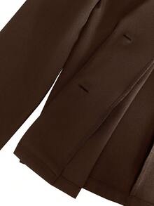 EMERY ROSE Chaqueta de blazer ajustada de manga larga y sexy de color negro para mujer, para invierno - Café integral - Ver 8