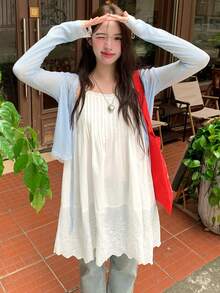 DAZY Women's Summer Lace Patchwork Casual Camisole Mini Dress