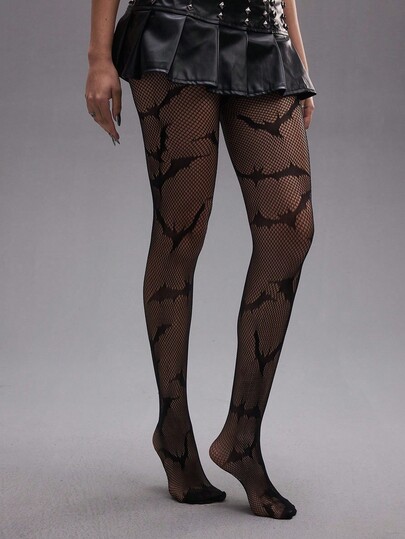 Goth Spider Web Pattern Mesh Tights, Halloween