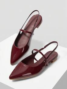 MOTF PREMIUM 女士时尚尖头平底鞋， FALL 勃艮第平底鞋，适合新年假期、情人节