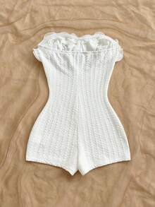 Soleia Bộ đồ liền thân dự tiệc hở vai bèo nhún phóng đại dành cho nữ, thích hợp cho Giáng sinh, hẹn hò, hộp đêm, phong cách Bohemian, Boho, kỳ nghỉ, quần áo nữ mùa thu, cổ điển - trắng - Xem 2