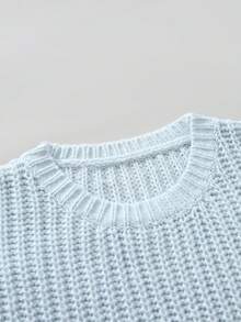 Claim Dot Men's Solid Color Crew Neck Long Sleeve Casual Loose Knit Sweater, Autumn/Winter