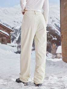 SHEIN In My Nature 女式直筒宽松徒步裤，带口袋和拉链设计 - 杏色 - 查看 5