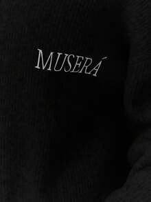 MUSERA Oversized Rib Knit Embroidered Zip Through Long Sleeve Cardigan Only Fall Autumn Cosy Cute Casual Coffee Club New Year Thanksgiving