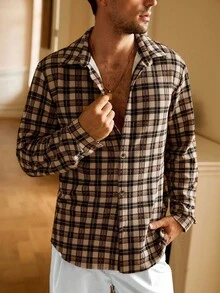 Manfinity VCAY Men's Plaid Long Sleeve Single-Breasted Shirt And Pants Casual Suit - Multicolor - View 2