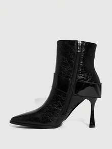 CUCCOO SZL Damskie botki na wysokim obcasie z zamkiem bocznym, popularne w Europie i Ameryce, z klamrą w szpic