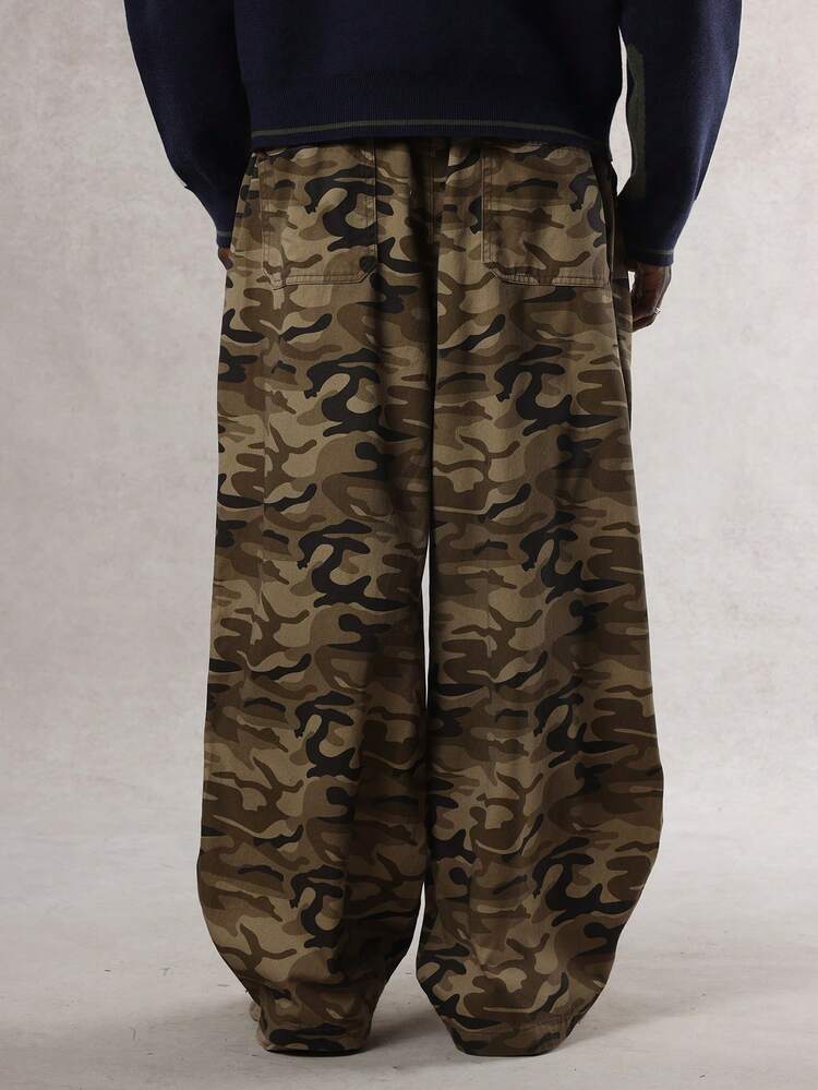 Men's Camouflage Elastic Waist Pants, Autumn