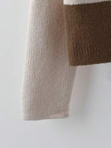 GlowEve Damen Kontrast-Farbiger Rundhals Langarm Einzelknopf Strickjacke, Herbst/Winter