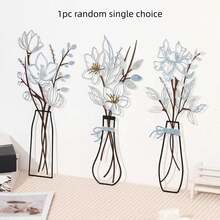 1pc/3Pcs Metal Flower Wall Art, Vintage Cutout Metal Wall Decor - Geometric Minimalist Hanging Vase Artwork, Decorative Metal Art Wall Decor For Bedroom, Kitchen, Living Room Decor - Rustic Home Accents, Spring Summer Housewarming Gift Fall Decor Christmas Decorations