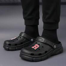 Zueco unisex ligero transpirable con orificios y correa ajustable, estilo casual, para exteriores y uso diario - Negro - Ver 2