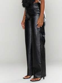 MUSERA Faux Leather Straight Leg Trousers Sexy Going Out   Night Out Winter Cute Streetwear Feraux     Pants