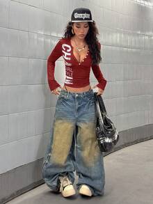 StreetHx 女式时尚休闲运动海军蓝印花运动衫 - 彩色 - 查看 6