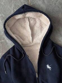 Rina Fox 新款字母刺绣休闲学院风时尚舒适女式夹克卫衣 - 藏蓝色 - 查看 3