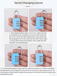 3PCS Mini Combination Locks Alloy Material Multi Color Options Anti Theft Security For Pencil Case Suitcase Backpack Drawer Locker Travel School Office - Multicolor - View 7