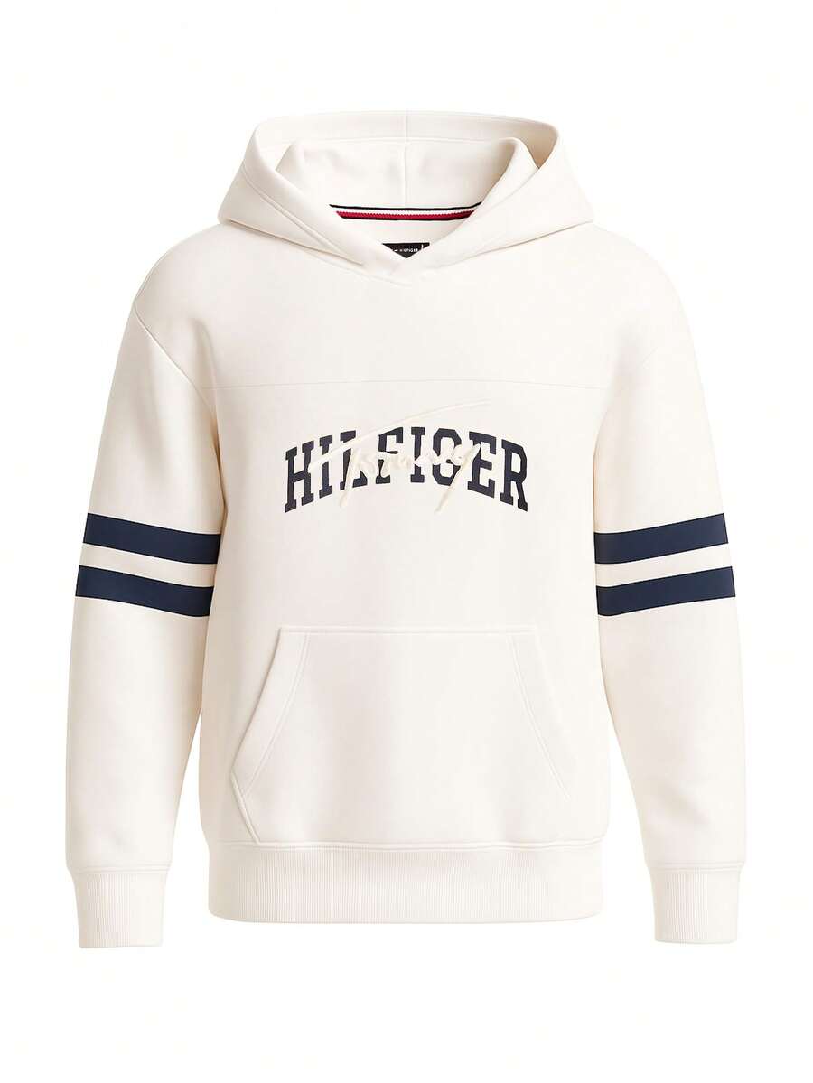 Tommy Hilfiger هودي أطفال من الحرير العاجي - أبيض - مشاهدة 1
