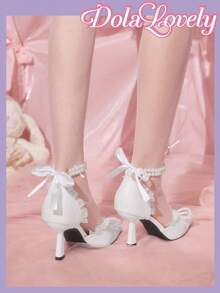 Dola Lovely Women's Fashion Pearl Bow Decor Comfortable Versatile High Heel Pumps