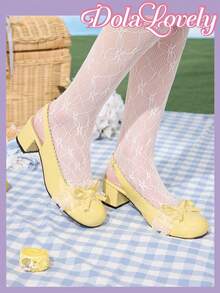 Dola Lovely Bow Decor Mary Jane Elegant High Heel Shoes