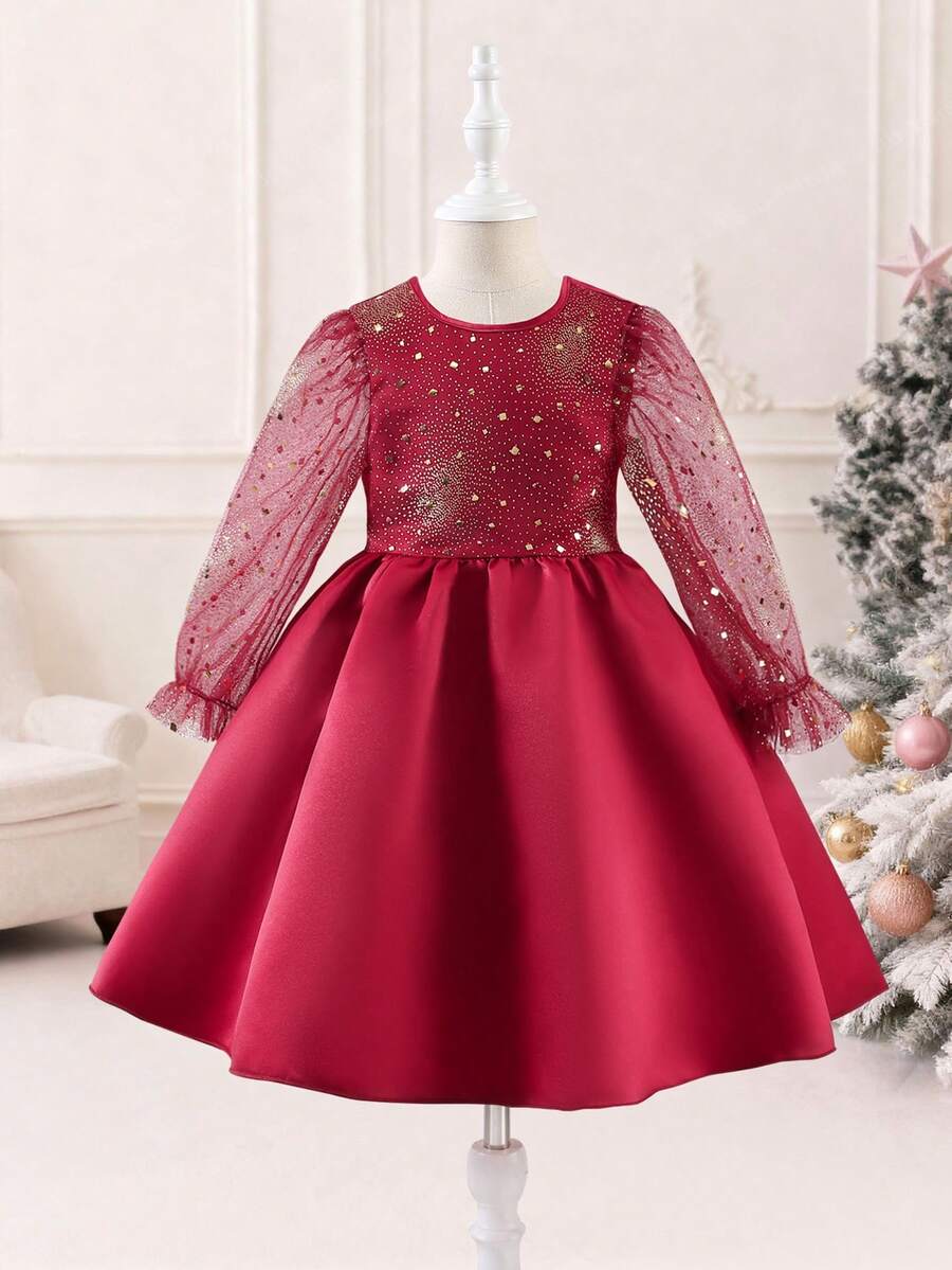 Glamorique Kids Vestido de Dama de Honra Floral para Meninas Jovens, Casamento, Florista, Adequado para Ocasiões Formais, Palco, Apresentação de Piano - Vermelho - Visão 1