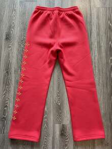 INAWLY Women's Casual Letter Print Sweatpants, Red - Red - View 2