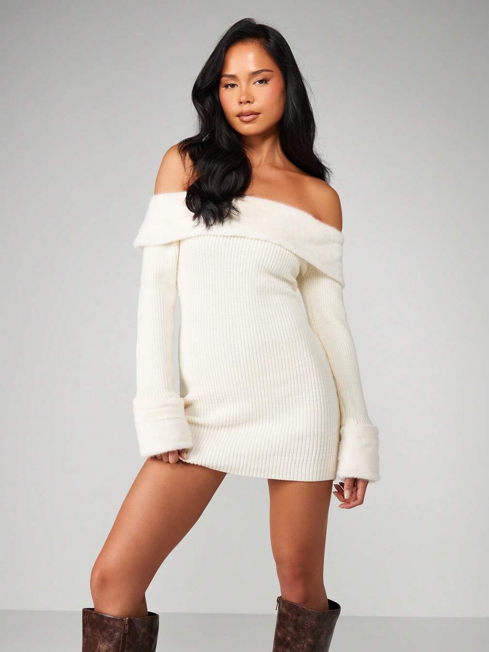 white sweater dress off shoulder WXLWZYWL Womens Sweater Dress Long Womens Off Shoulder Sweater Dress  Lantern Long Sleeve Loose Casual Oversize Ladies Pullover Mini Knit Dress