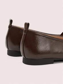 CUCCOO DOLLMOD 女式巧克力棕色平底圆头舒适软底低帮弹力芭蕾平底鞋，秋季 - 咖啡棕 - 查看 9