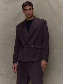 Musero 结构化单排扣定制西装外套套装上衣（仅限秋冬） - 咖啡棕 - 查看 2