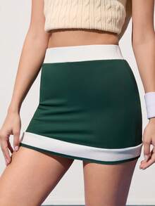 CourtClass Casual Knit Patchwork Color Block Tennis Style Women Sports Skirt