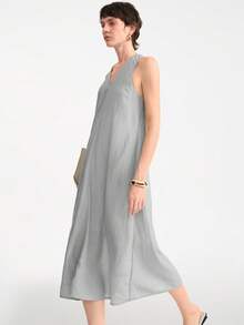 Aalyst Vestido elegante y minimalista sin mangas para mujer