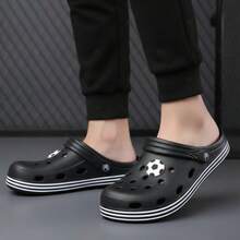 Zuecos Hombre Diseño Deportivo EVA Punta Cerrada Banda Ajustable Suela Antideslizante Estilo Juvenil Verano Playa Casa Sandalias - Negro - Ver 3