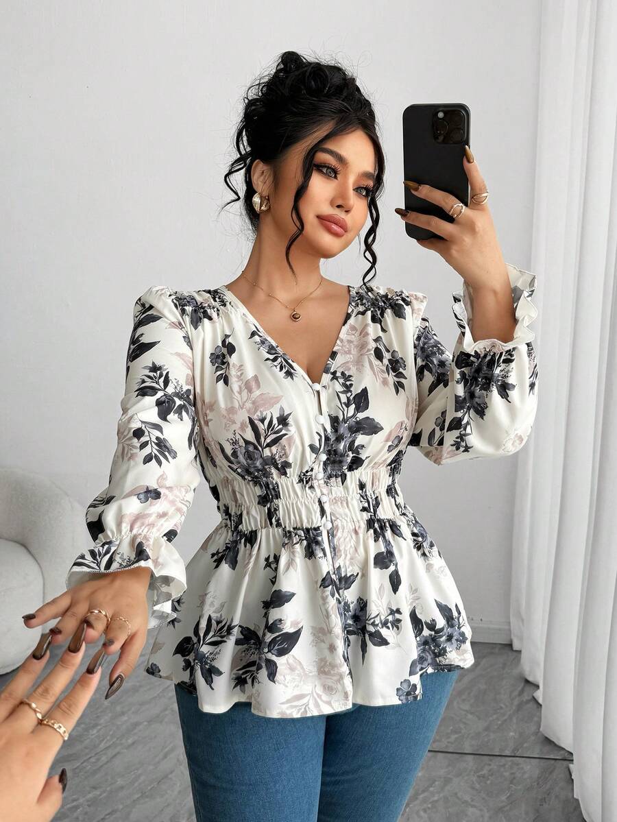 Elenzga Áo cánh nữ cỡ lớn, màu mơ, viền ren hoa nhỏ xinh, thanh lịch, thích hợp cho các dịp trở lại trường, tốt nghiệp, ngày lễ tình nhân, lễ hội âm nhạc, ngày của mẹ, lễ Halloween, lễ tạ ơn, lễ Phục sinh, ngày quốc khánh, vũ hội, hẹn hò, tiệc tùng, đám cưới, hoạt động ngoài trời - Màu be - Xem 1