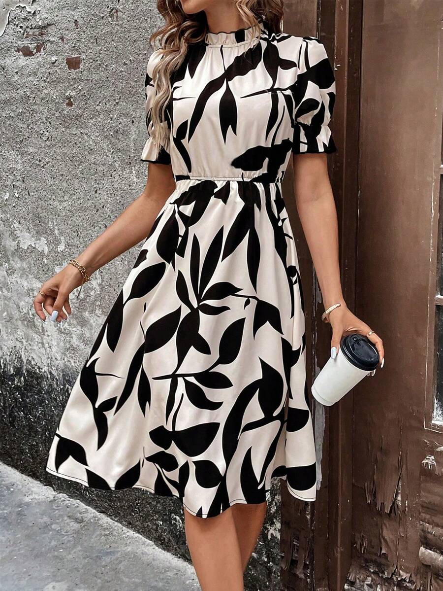 EMERY ROSE 女式立领植物印花长裙女装