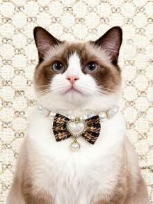 PETSIN 1. Pet Bow Tie Necklace; Pet Necklace; Pet Faux Pearl Necklace; Adjustable Neck Circumference; Cat Necklace; Dog Necklace; Pet Accessories; Pet.