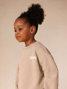 SUMWON 女童长袖运动衫和慢跑裤搭配套装，适合日常休闲穿着 - 杏色 - 查看 7