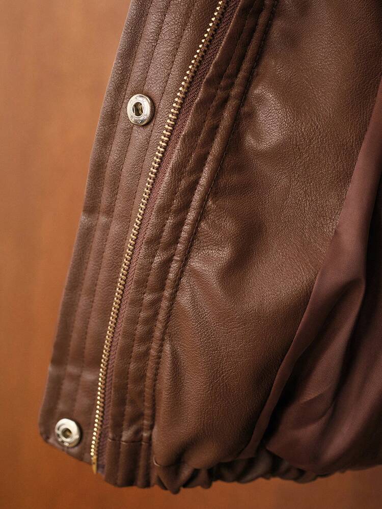 Manteau matelassé à col montant avec fermeture éclair