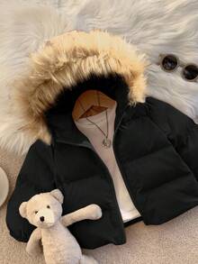 SHEIN Baby/Baby Boy/Girl Padded Coats, Fleece Tops, Thickened Winter Coats, Quilted Coats, Warm & Soft, Comfortable, Versatile, Casual, Suitable For Indoor, Outdoor, Daily Wear, Sports, Play, Party, Photo Shoot, Festival, Halloween, Christmas Baby Winter Jacket Baby Boy Jacket