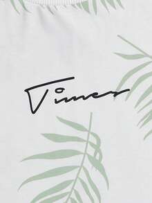 Manfinity NXTstreet Men Tropical Print Tee & Drawstring Waist Shorts Summer Outfit, Cozy Outfits - Mint Green - View 3