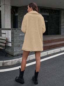 Chiquease Casual Solid Color Double-Breasted Jacket, Autumn/Winter - Apricot - View 2