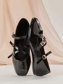 SHUZIA Bailarinas cuadradas elegantes para mujer - Cómodas, versátiles y un elemento esencial clásico - Negro - Ver 2