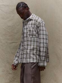 Musero Relaxed Tailored Checked Long Sleeve Shirt Spring Summer Vacation Holiday Smart Streetstyle - White - View 2