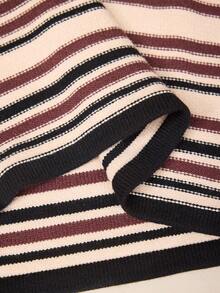 Modelyn Women's Striped V-Neck Off-Shoulder Knitted Sweater Dress - Multicolor - View 7