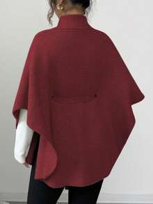 Rafferiza Elegante y versátil cárdigan de mujer tipo poncho, de estilo casual y elegante, ideal para otoño/invierno - Burdeos - Ver 2