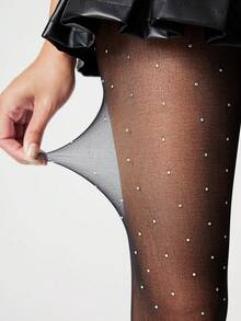 Goth Medias de red sólidas - Negro - Ver 1