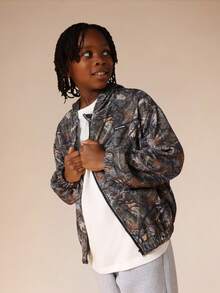 SUMWON Tween Boys Camo Windbreaker Jacket With Hood And Zip Closure Winter Fall Outdoor Casual Vacation - Multicolor - View 3
