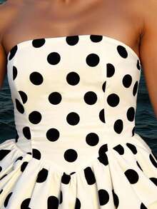 新款时尚百搭圆点抹胸 - 卡其色 - 查看 4