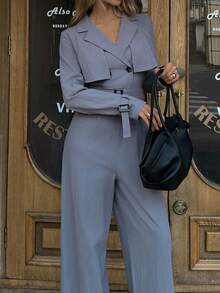 Elyressa Women's Woven Commuter Autumn Jumpsuit - Grey - View 5