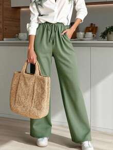 INAWLY 2pcs Plus Size Casual Simple Long Sleeve Shirt And Long Pants Set, Suitable For Summer Fall Cloth For Women - Multicolor - View 4
