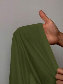 BamGleam 休闲纯色立领褶皱不对称下摆 T 恤 - 軍綠色 - 查看 7