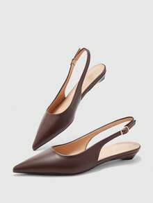 CUCCOO BIZCHIC Women's Coffee Color Pointed Toe Flat Heel Slip-On Shoes, Simple Versatile Comfortable Commuting Style For Christmas - Chocolate Brown - View 10