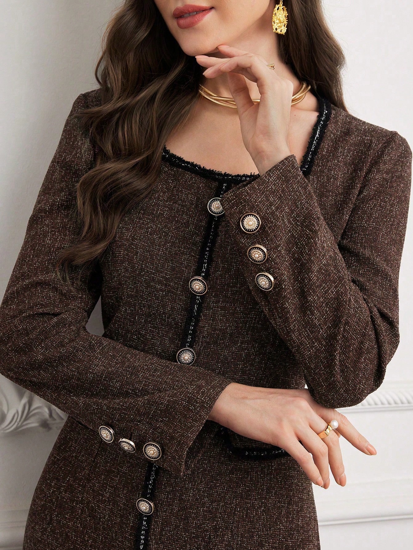 Modelyn فستان نسائي أنيق مزين بشريط مُحبوك، فستان...